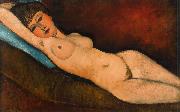 Amedeo Modigliani Reclining Nude on a Blue Cushion (mk39) oil painting reproduction